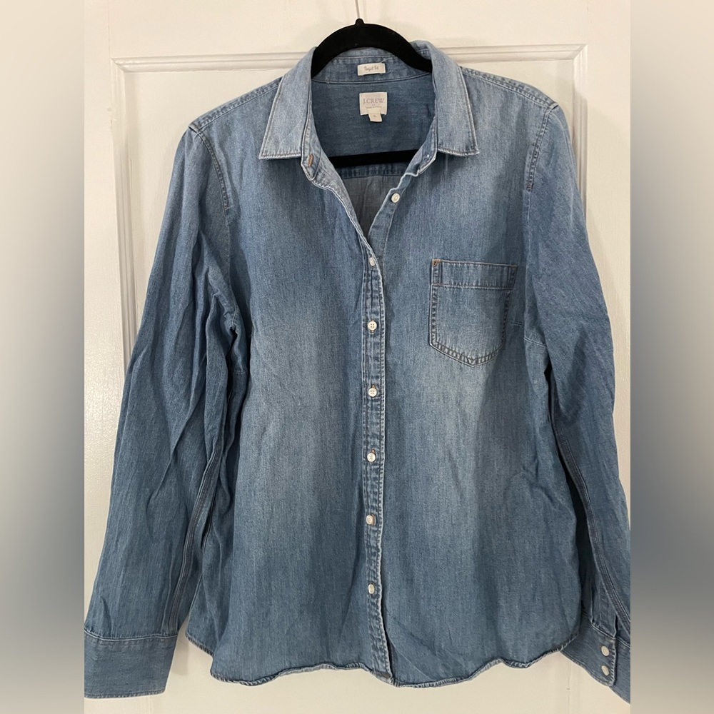 J Crew perfect fit denim shirt size XL
